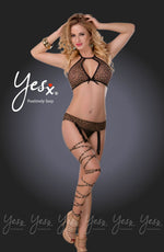 Yesx 3 Piece Lingerie Set Leopard Print & Black