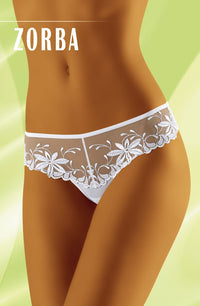 Wolbar Zorba Embroidered Lace Thong Black